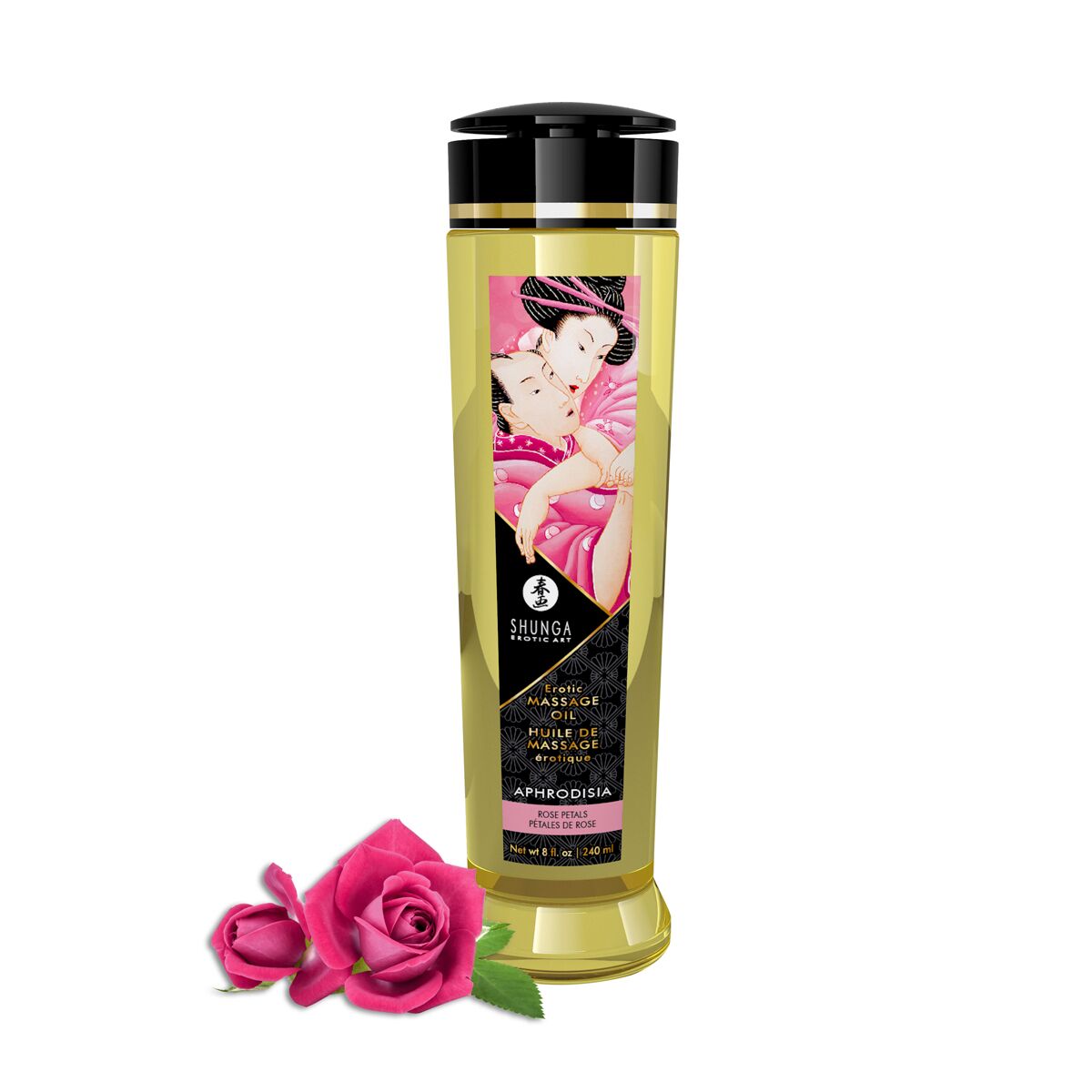 Shunga Aphrodisia Roses - натуральное увлажняющее массажное масло с запахом роз, 240 мл.