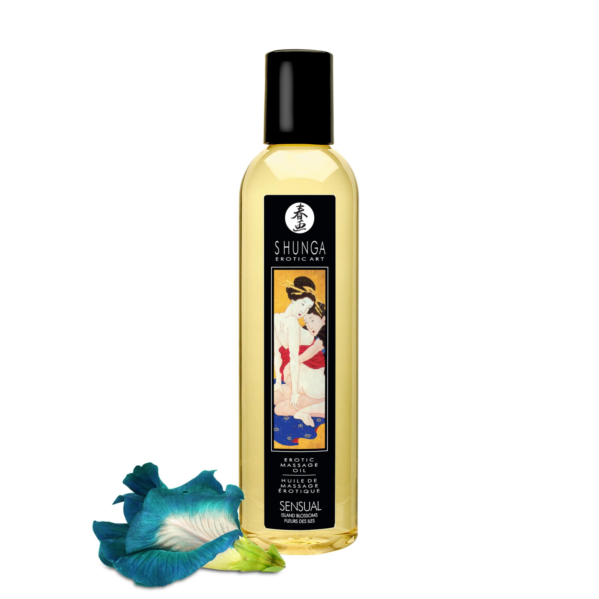 Shunga Erotic Massage Oil Sensual Island Blossoms - массажное масло с ароматом цветов, 250 мл