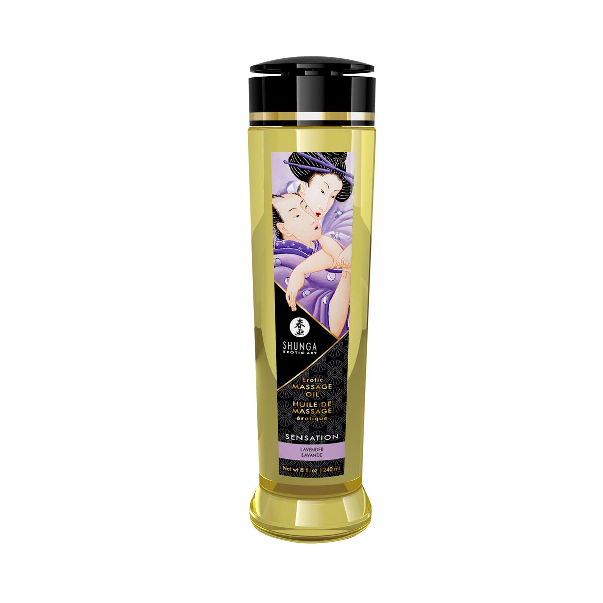 Shunga Sensation Lavender - натуральна зволожуюча масажна олія із запахом лаванди, 240 мл.