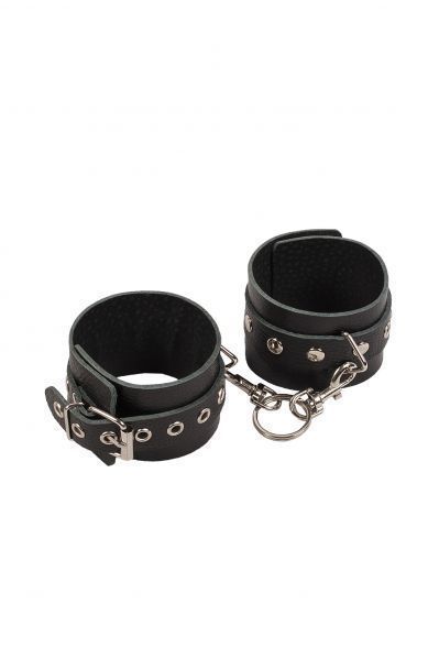 sLash Leather Restraints Hand Cuffs - кожаные наручники с заклёпками, 24 см (чёрный)