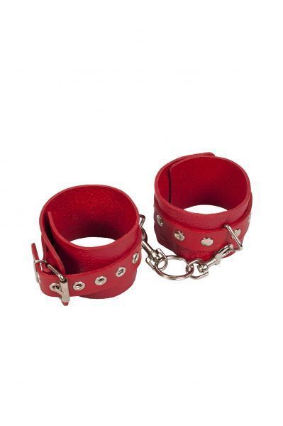 sLash Leather Restraints Hand Cuffs - кожаные наручники с заклёпками, 24 см (красный)