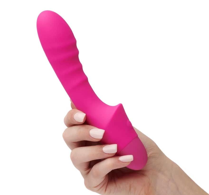 So Divine - Pash Ribbed G-spot Vibrator - Ребристий вібратор для точки G, 12.5х3.4 см (рожевий)