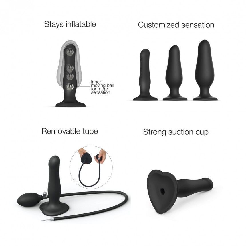 Strap-On-Me Inflatable Dildo Plug - Noir - Надувна анальна пробка