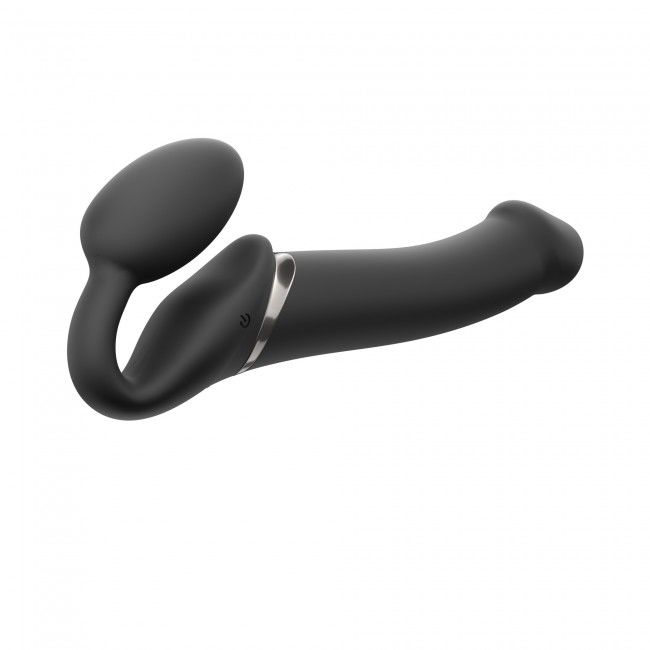 Strap-On-Me Vibrating Black L - Безремневий страпон з вібрацією, 19х3.7 см