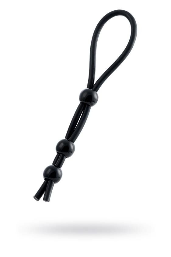 Toyfa Lasso 3 beads, silicone - Эрекционная петля, 19,5 cм (черный)