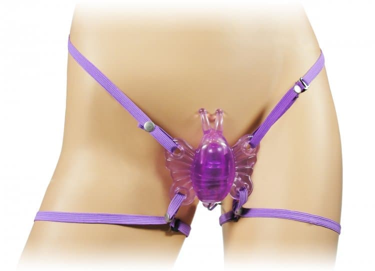 Trinity Vibes 10 Function Vibrating Butterfly Harness - Стимулятор клитора в виде бабочки, 10.8х9.5 см (фиолетовый)