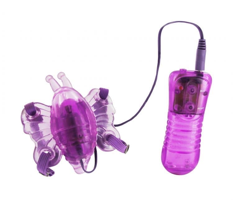 Trinity Vibes 10 Function Vibrating Butterfly Harness - Стимулятор клитора в виде бабочки, 10.8х9.5 см (фиолетовый)