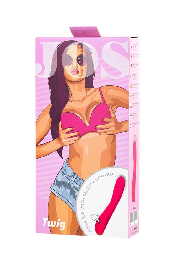 Вибратор - Unrealistic JOS Twig vibrator, 5 vibration modes, silicone, pink, 20.5 cm, O 3.4 cm